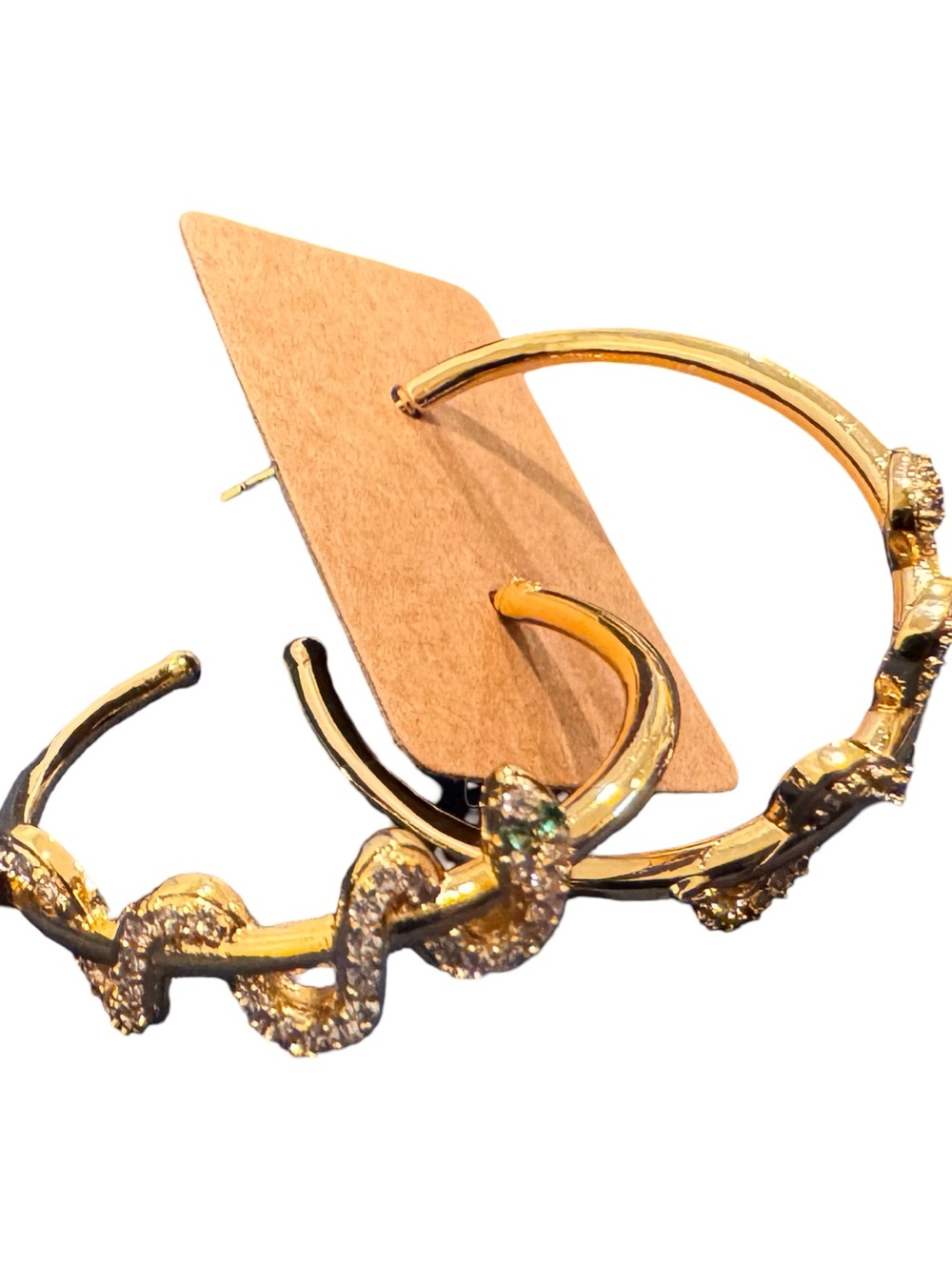 Anthropologie Gold Textured Snake Hoop Earrings